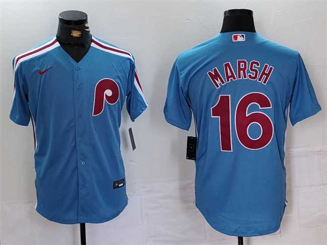 Men%27s Philadelphia Phillies #16 Brandon Marsh Blue Cool Base Stitched Jersey->philadelphia phillies->MLB Jersey